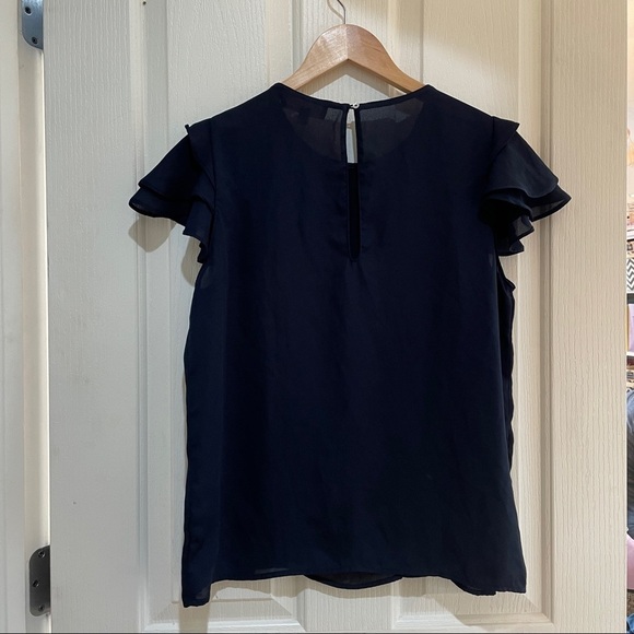 PHILOSOPHY Flutter Short Sleeve Blouse Top Navy Blue size medium Summer like new - Picture 5 of 5
